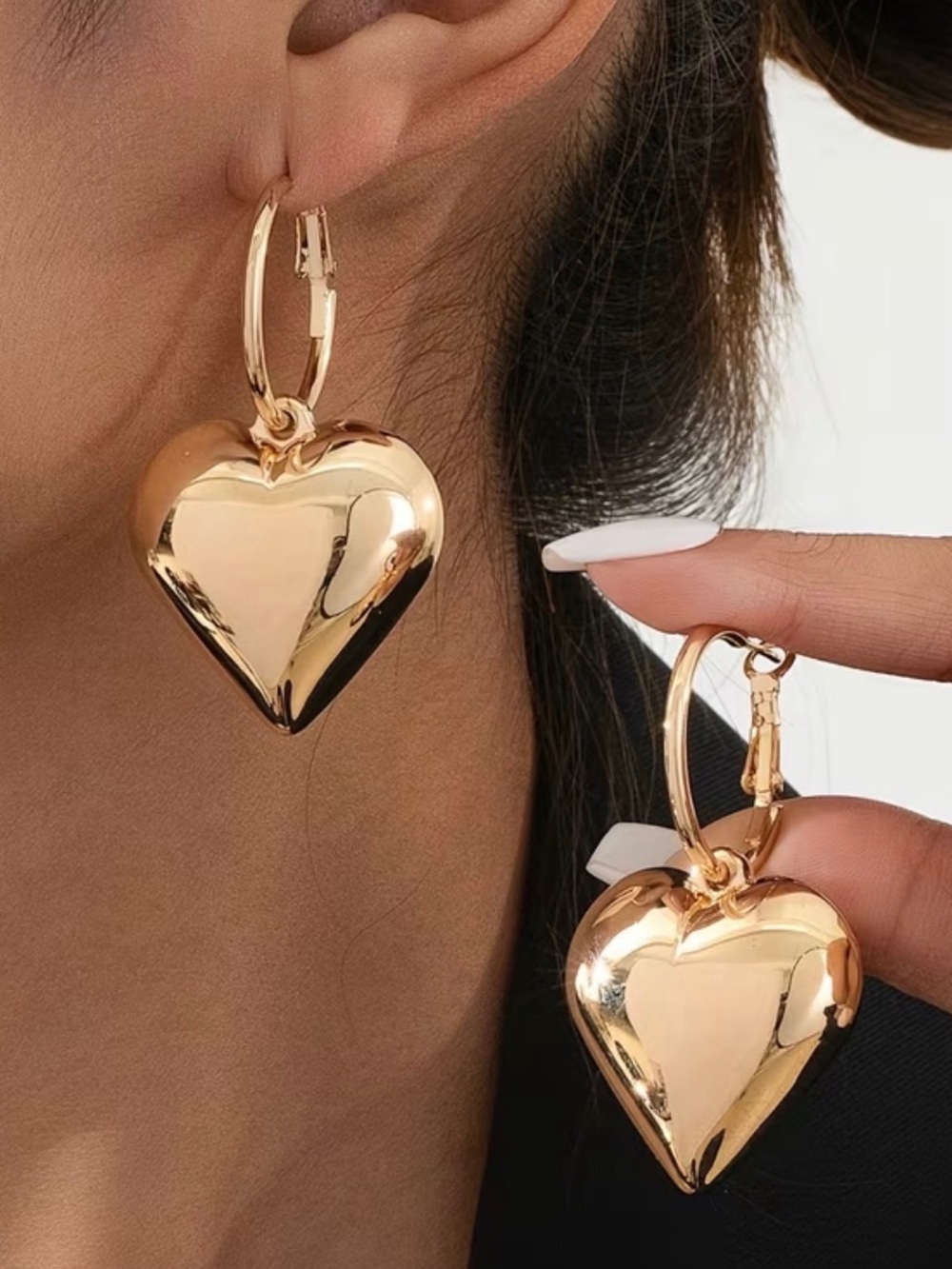 Zara Limited Edition Gold Heart Hoop Drop Earrings Women Jewelry NWOT